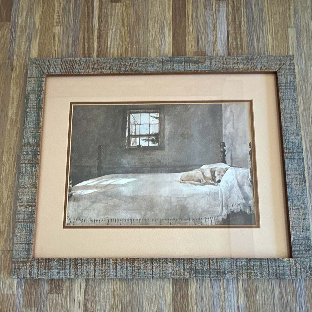 Andrew Wyeth Master Bedroom 1965 Framed Art Print Dog Americana Vintage 18x22